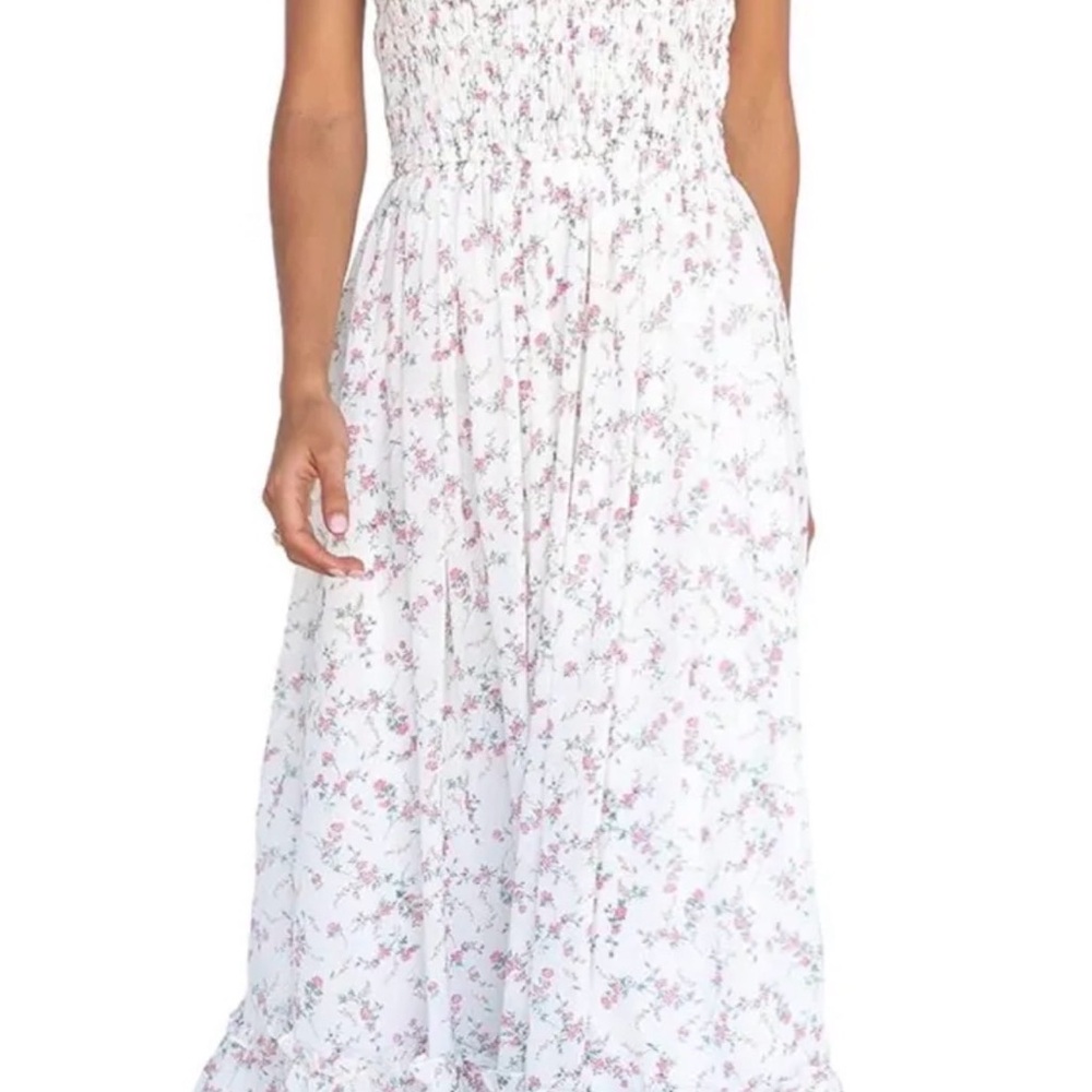Floral White and Pink Wedding Dress